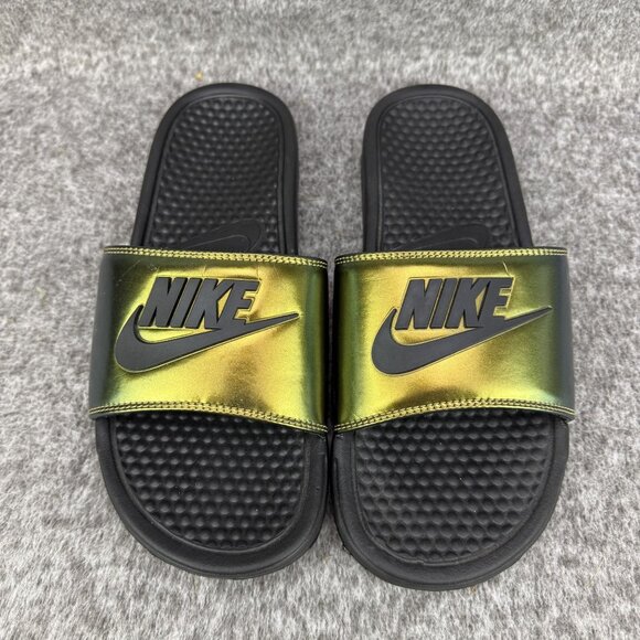 ✅Mens 8 NIKE AIR BENASSI JDI ELECTRO GRN SLIDES Casual Comfort Summer Shoes - Picture 6 of 13